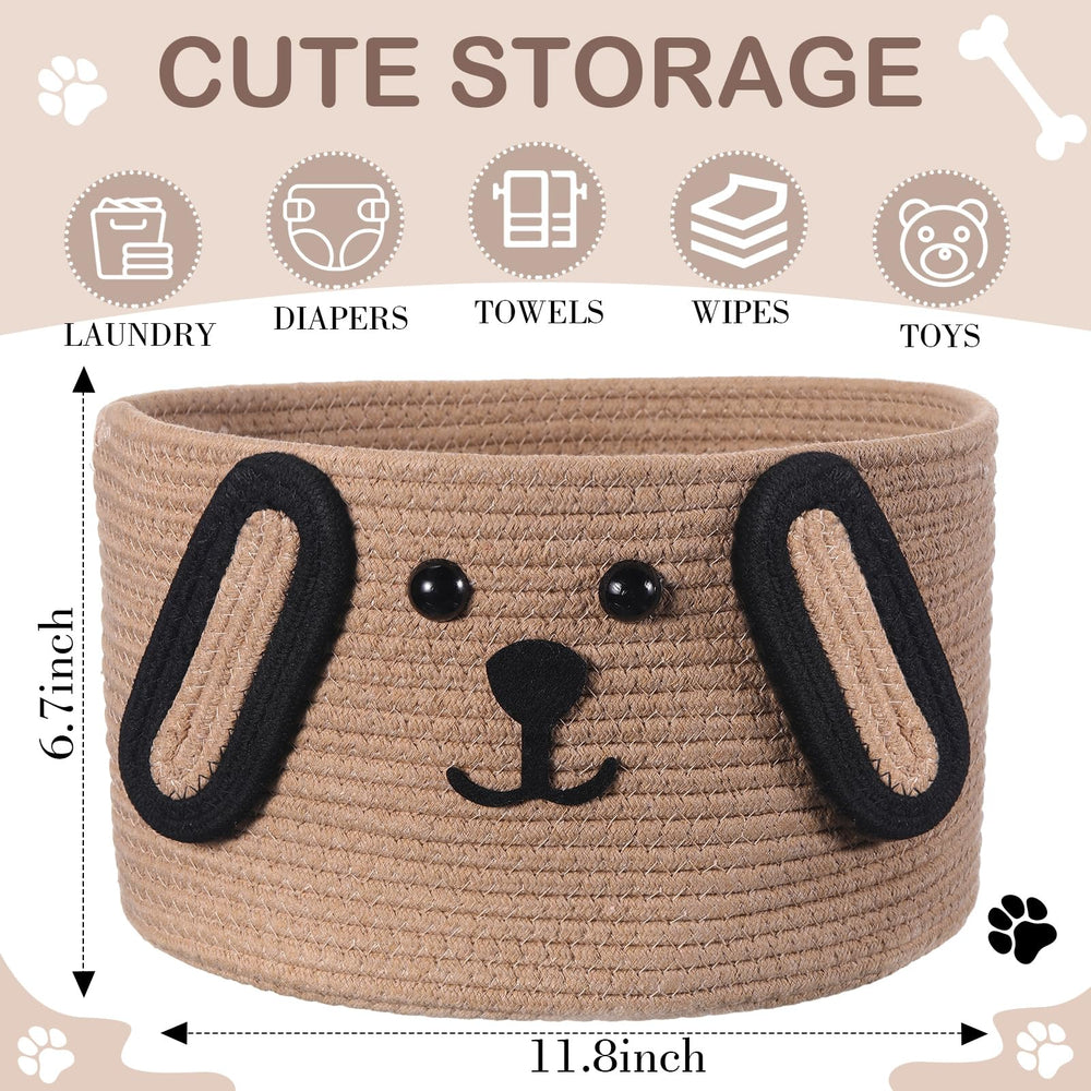 Zopeal puppy-design storage basket close-up highlights playful charm and durable cotton-rope weave