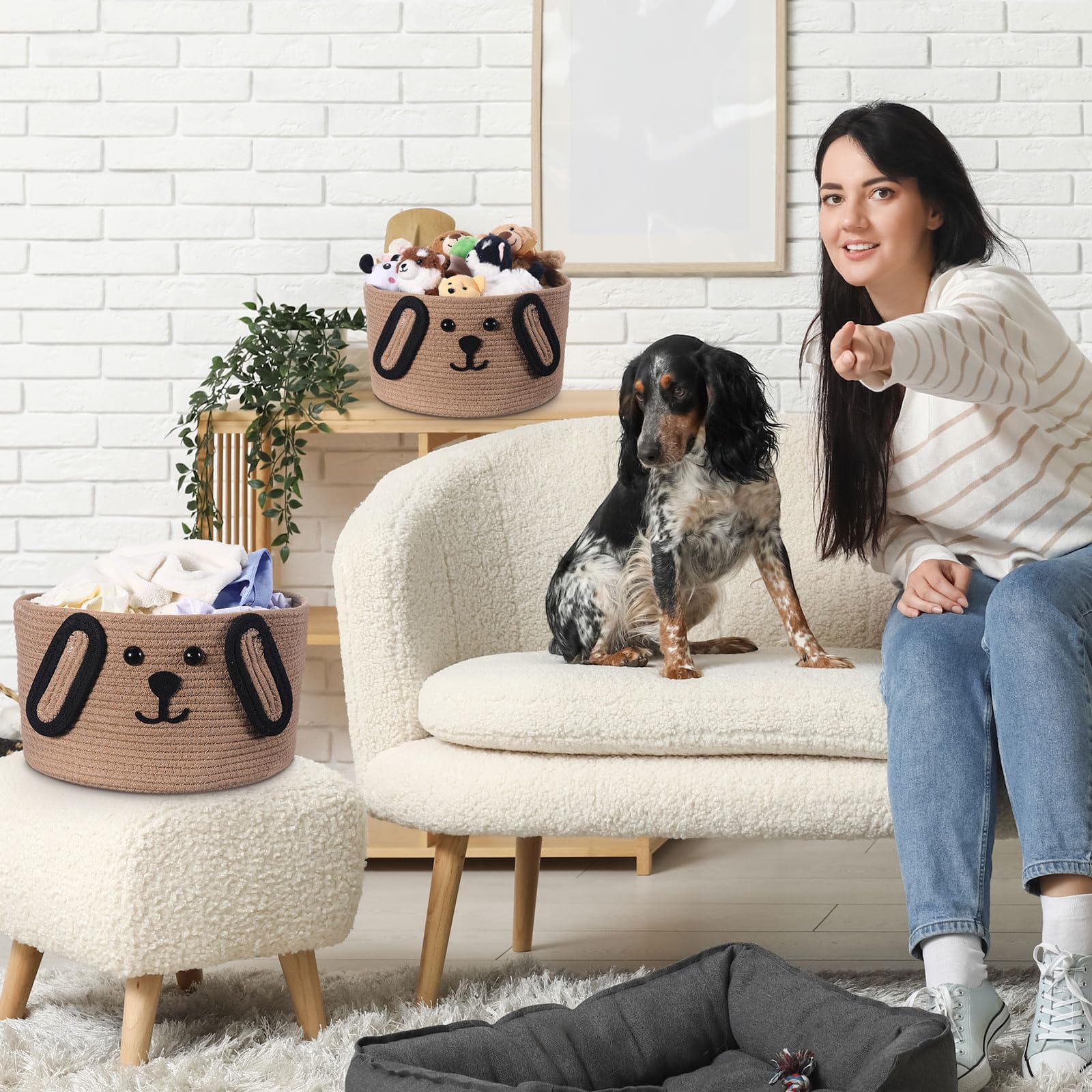 Zopeal handle-equipped puppy basket portable for easy carrying around the house