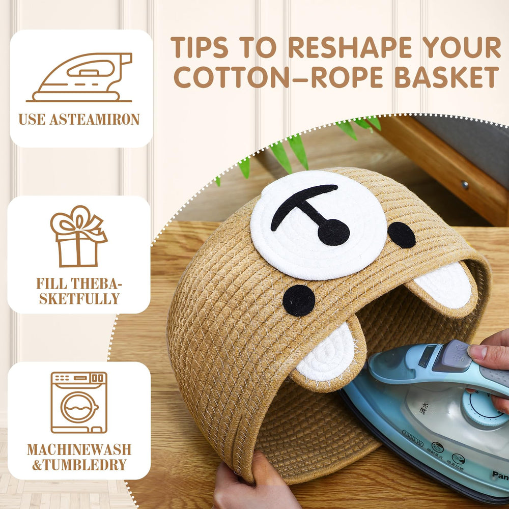 Zopeal nursery basket khaki color blends with decor while organizing essentials.