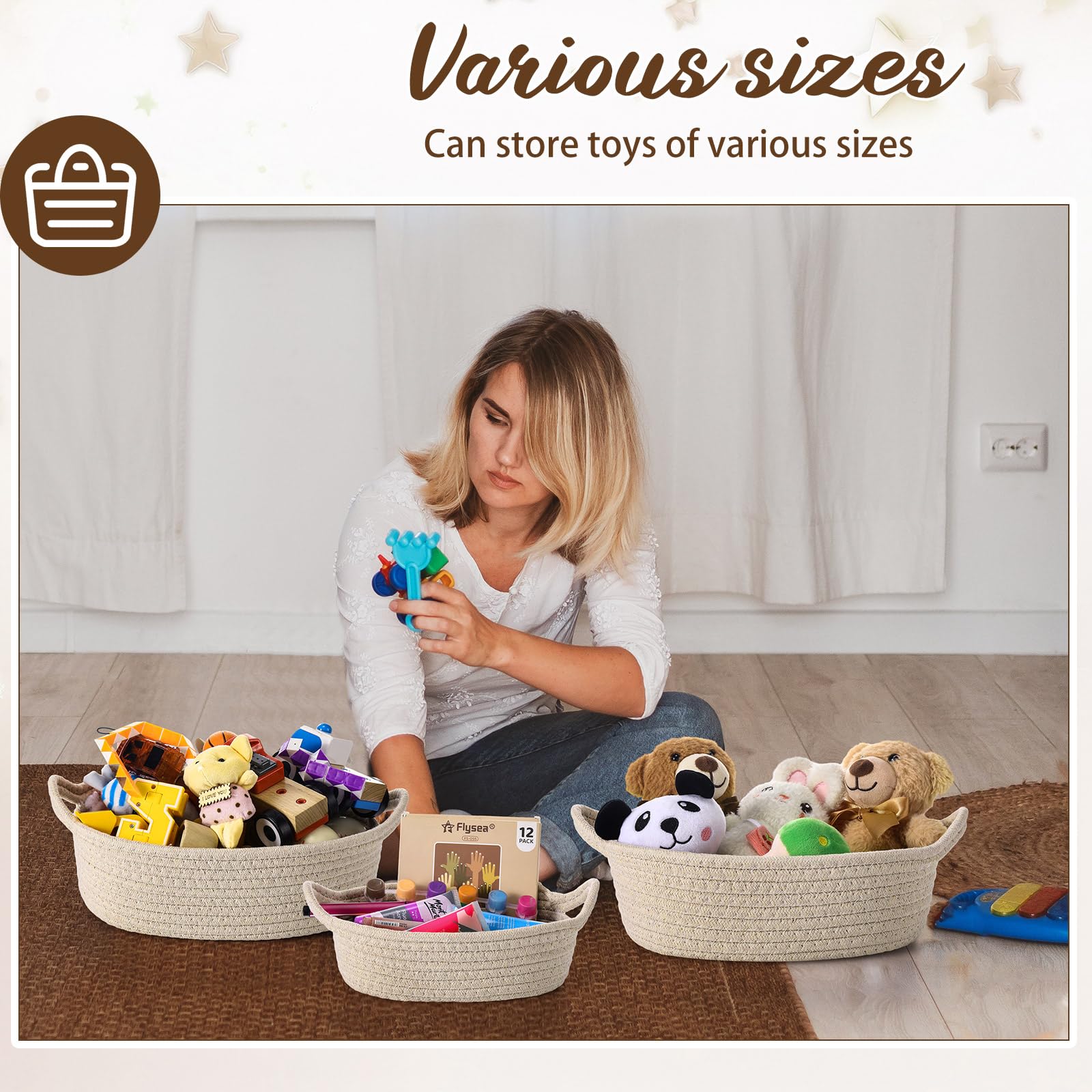 Zopeal toy basket helps tidy nurseries and playrooms.