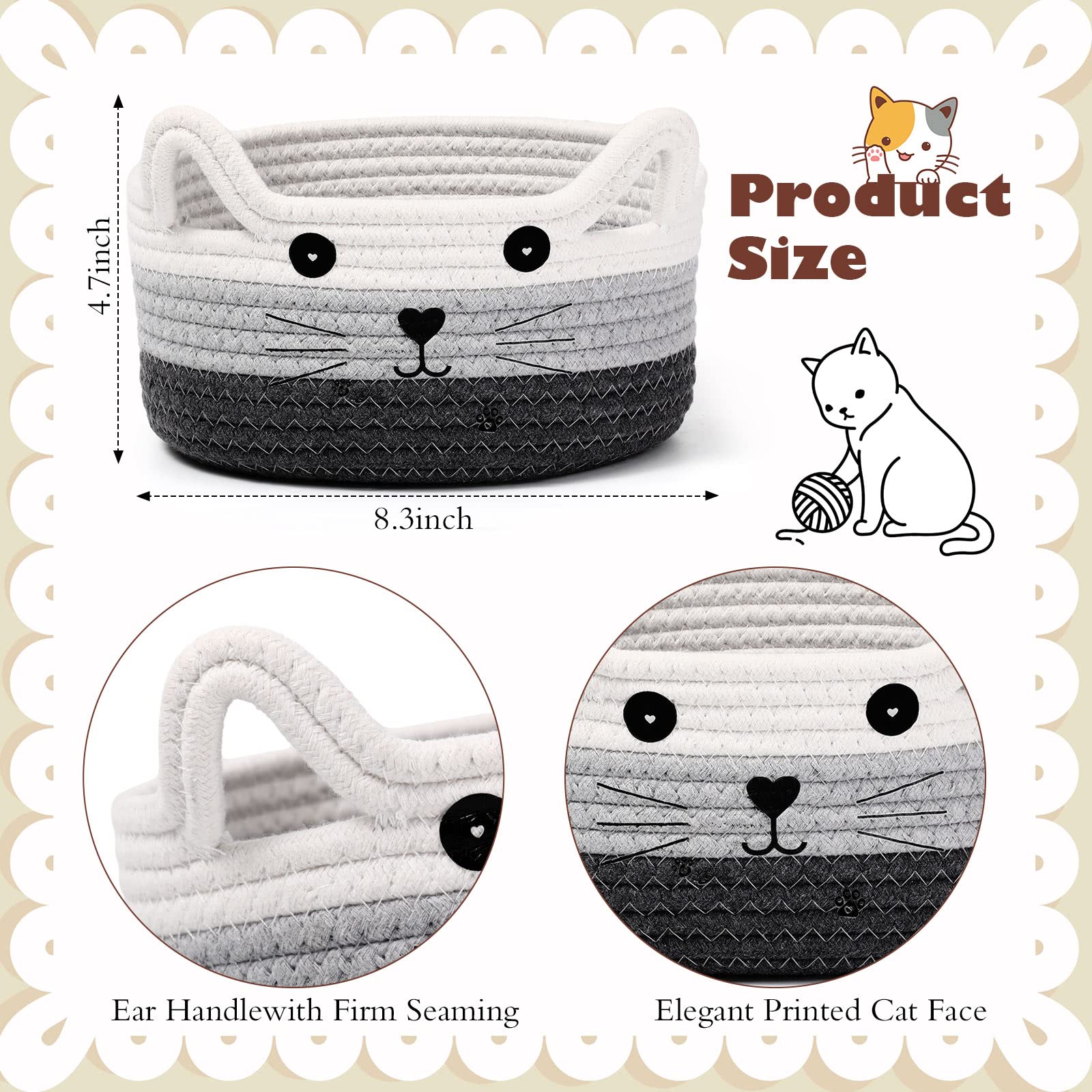 Zopeal woven storage basket – durable cotton rope holds cosmetics, snacks, or trinkets.