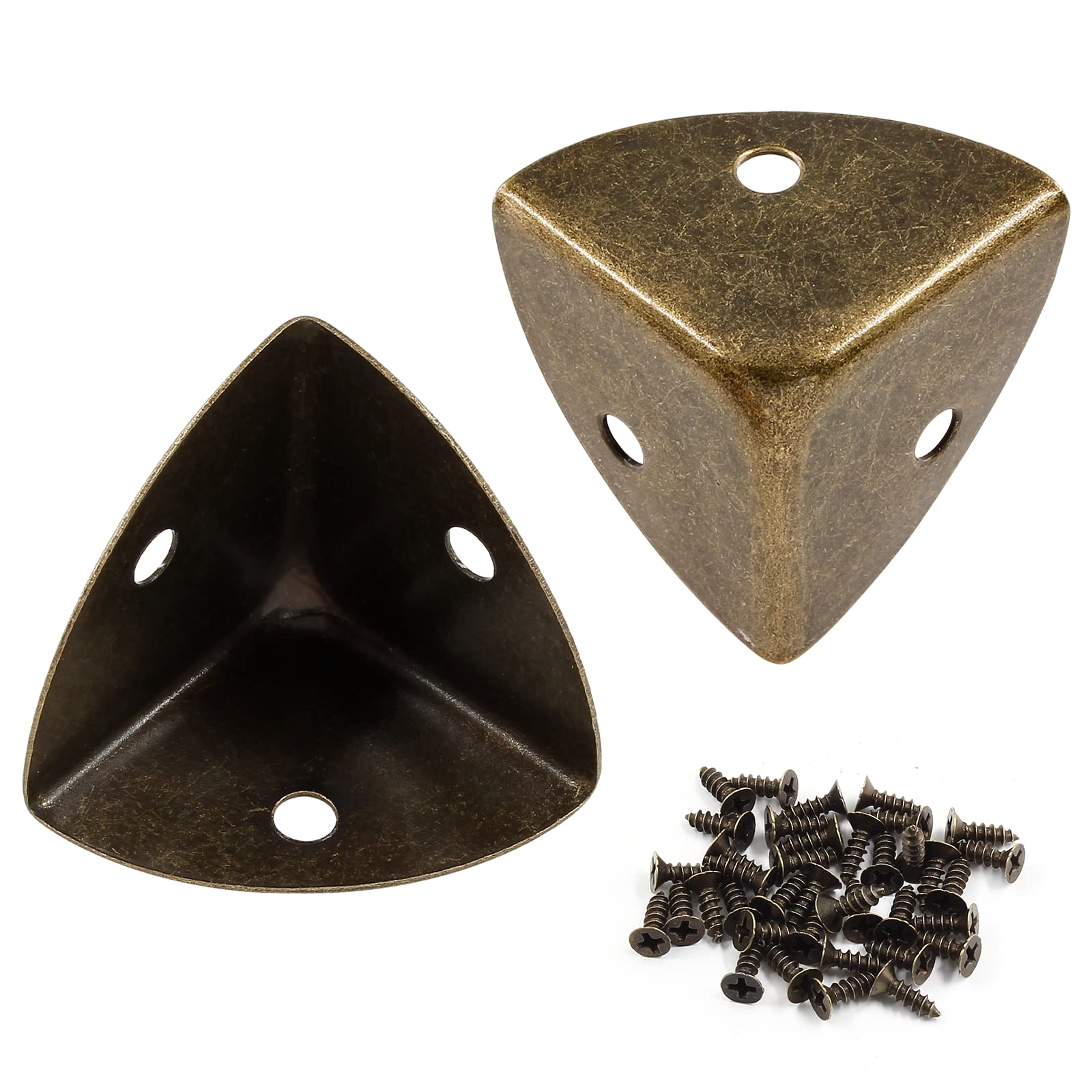 Zorveiio bronze box corner protector with antique engraving protects furniture corners from damage.