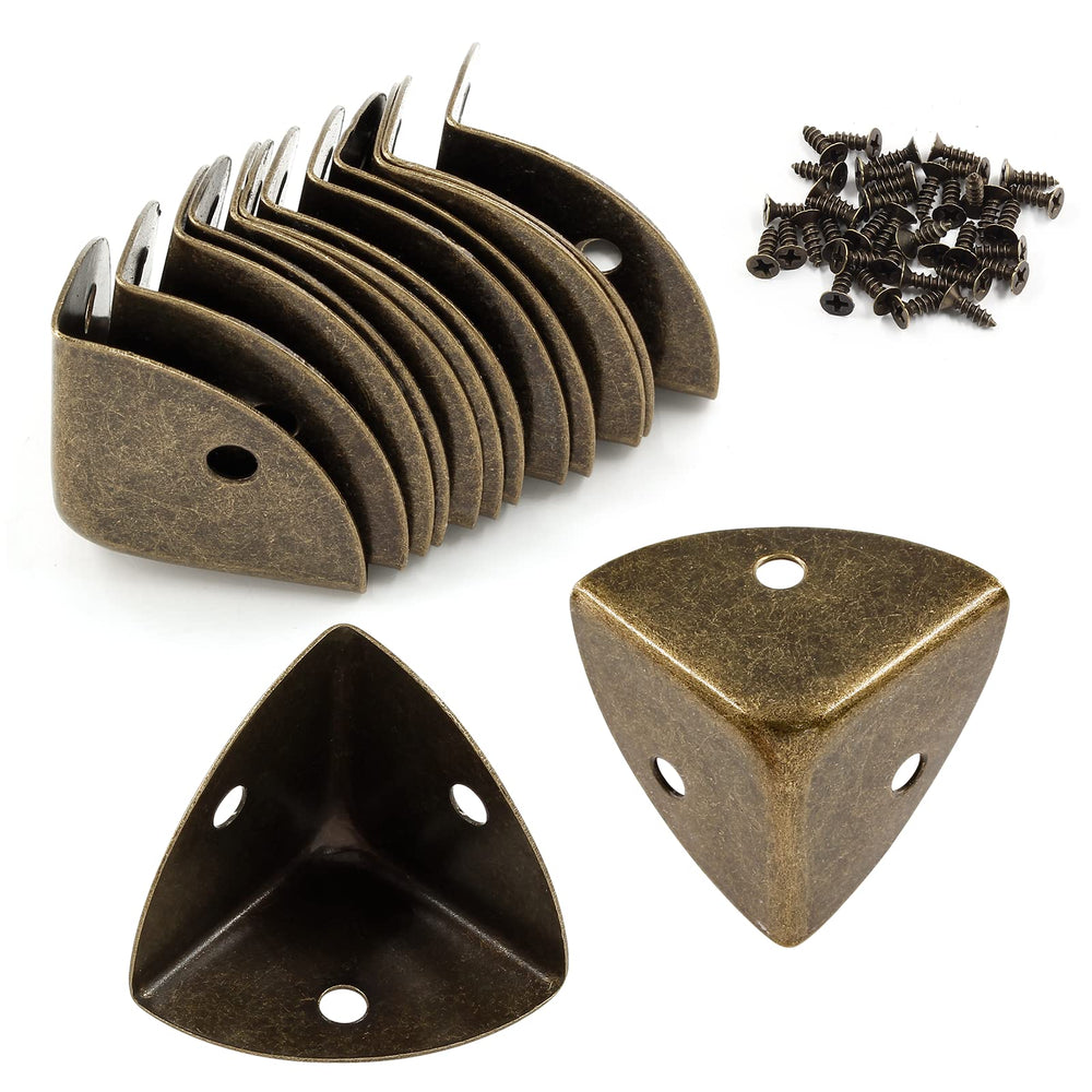 Zorveiio bronze box corner protector installed on a chest guards edges.