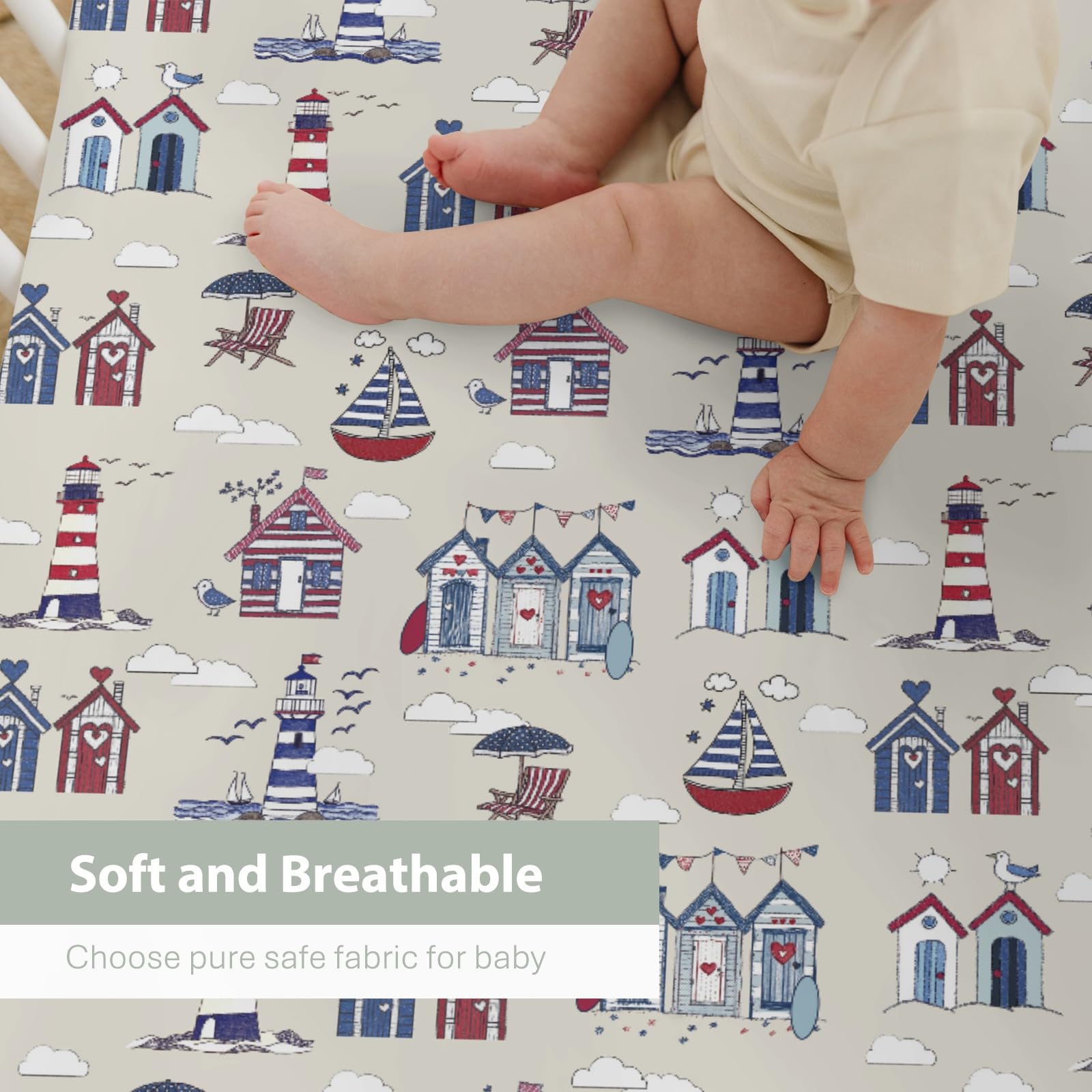 ZoUbqchY Summer beach print sheet highlights easy care and fade resistance