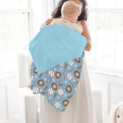 ZoUbqchY blue baseball baby blanket double-layer closeup emphasizes warmth and breathability.