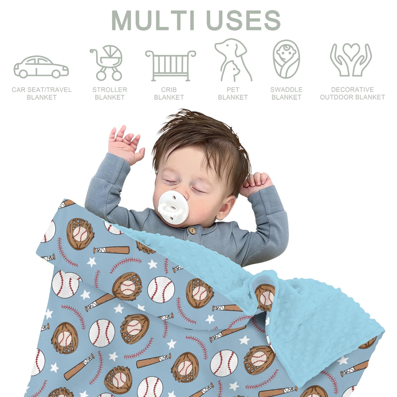 ZoUbqchY blue baseball baby blanket gift-ready option suitable for any baby gift set.