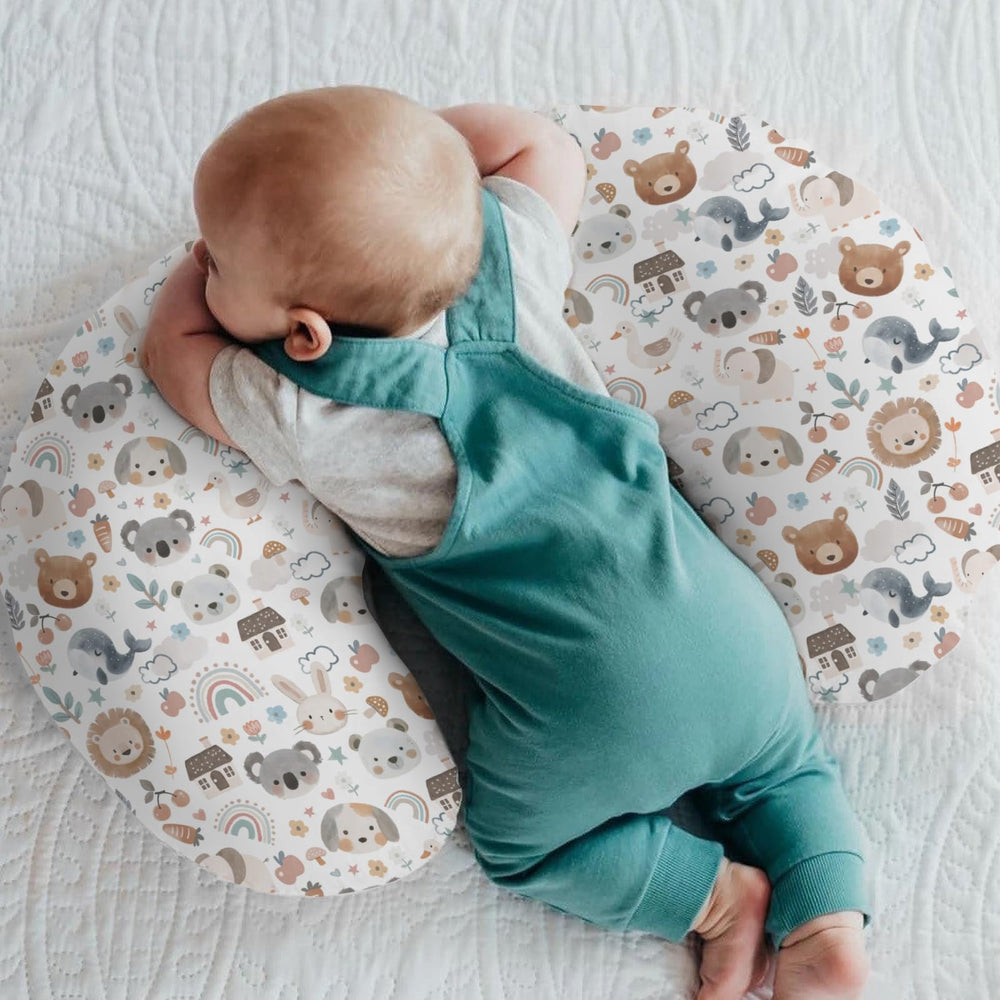 ZoUbqchY nursing pillow cover bears pattern supports cozy baby feeding sessions.