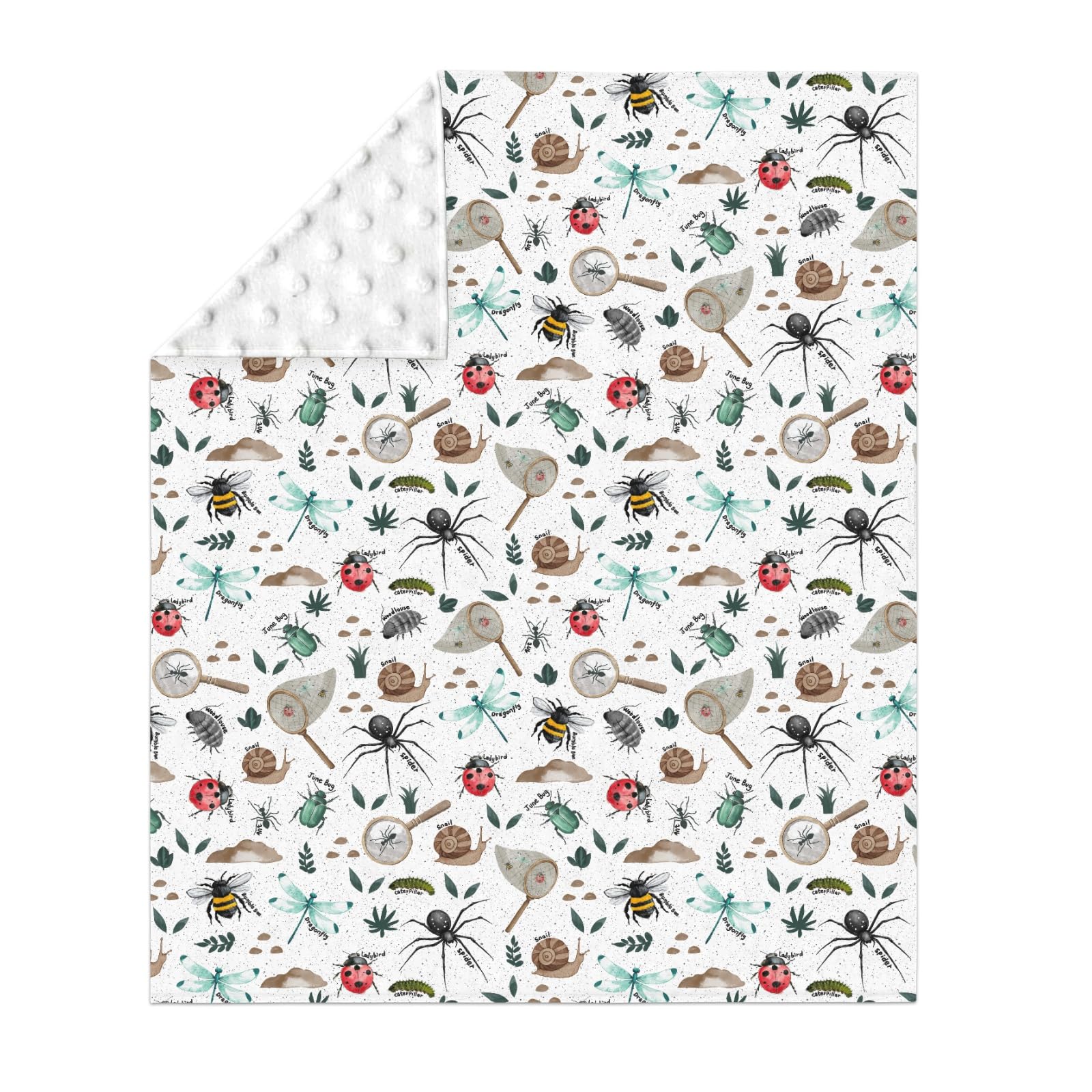 ZoUbqchY Bugs Hunt blanket back with dots for gentle warmth.
