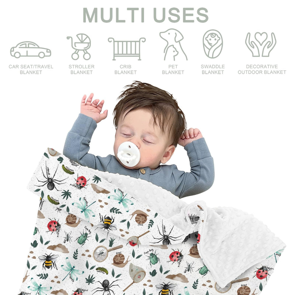 ZoUbqchY Bugs Hunt blanket easy-care fabric survives washes.
