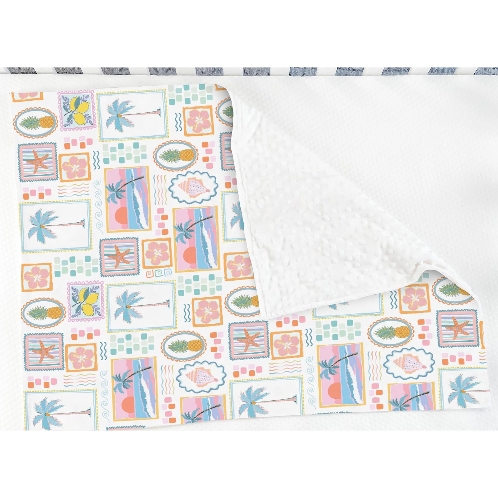 ZoUbqchY colorful blanket laid flat to highlight 30x40 inch size.