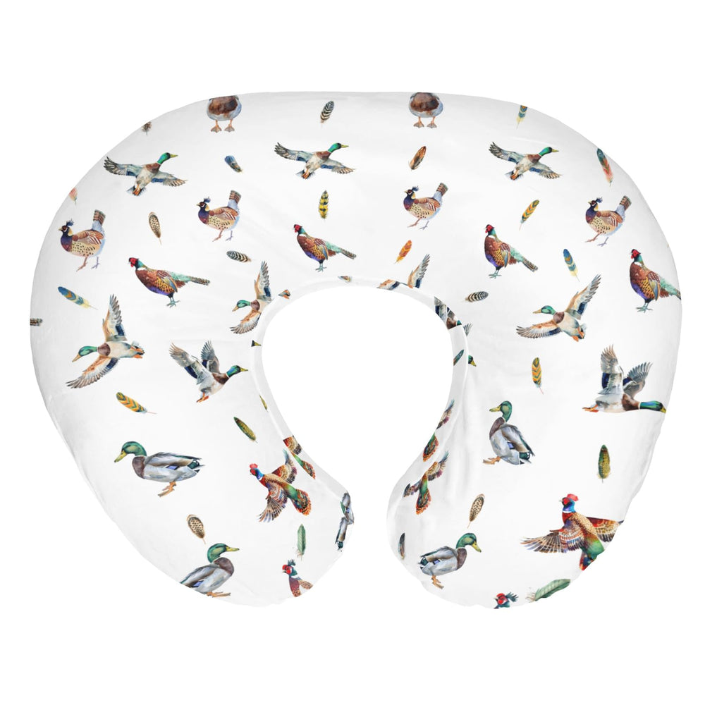 ZoUbqchY country mallard duck pheasant nursing pillow cover in front view enhances nursery style