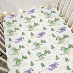 ZoUbqchY fantasy dragons crib sheet pattern with stars and moons for cozy sleep.