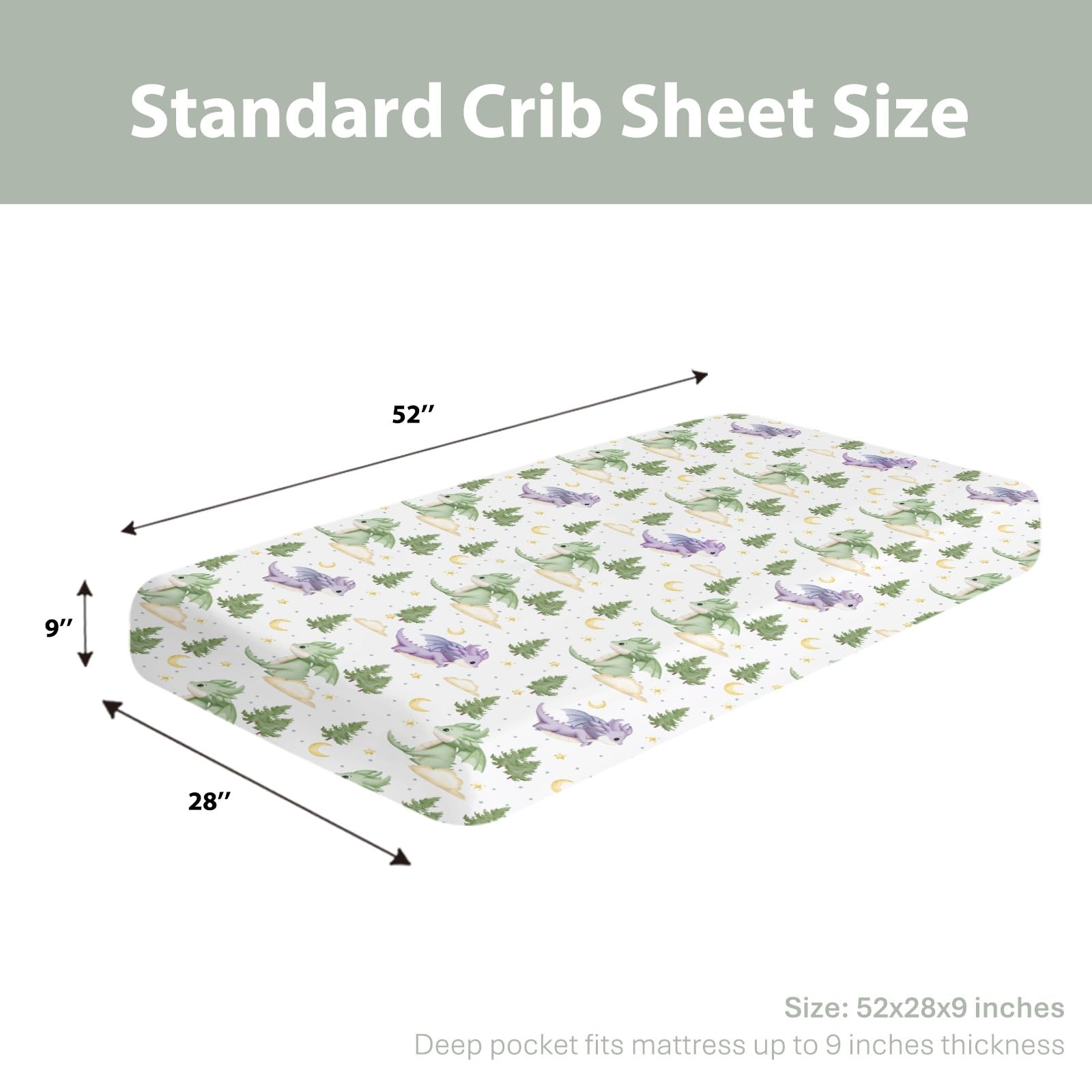 ZoUbqchY snug 28x52 inch fit with a 9-inch deep pocket for standard crib beds.