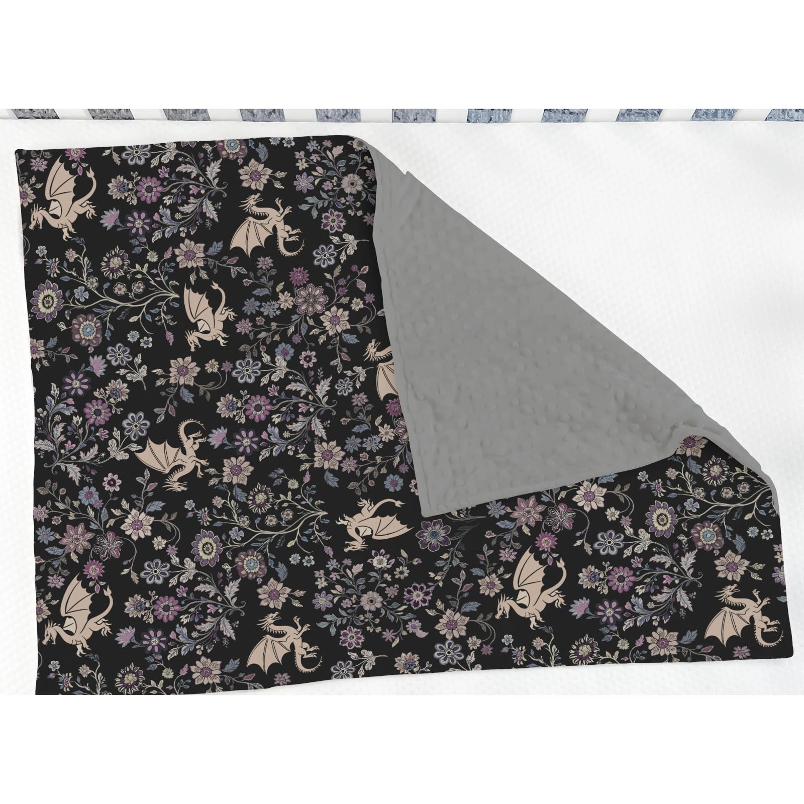 ZoUbqchY Fantasy Floral Dragons Blanket dotted backing detail adds gentle warmth