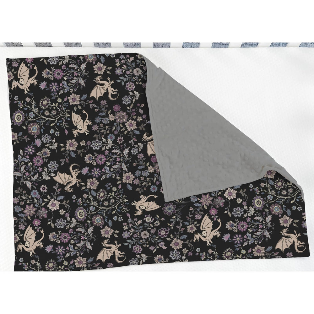ZoUbqchY Fantasy Floral Dragons Blanket dotted backing detail adds gentle warmth