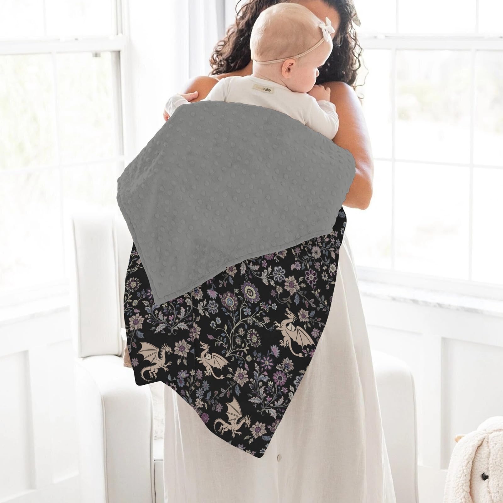ZoUbqchY Fantasy Floral Dragons Blanket double-layer construction delivers plush, enveloping comfort