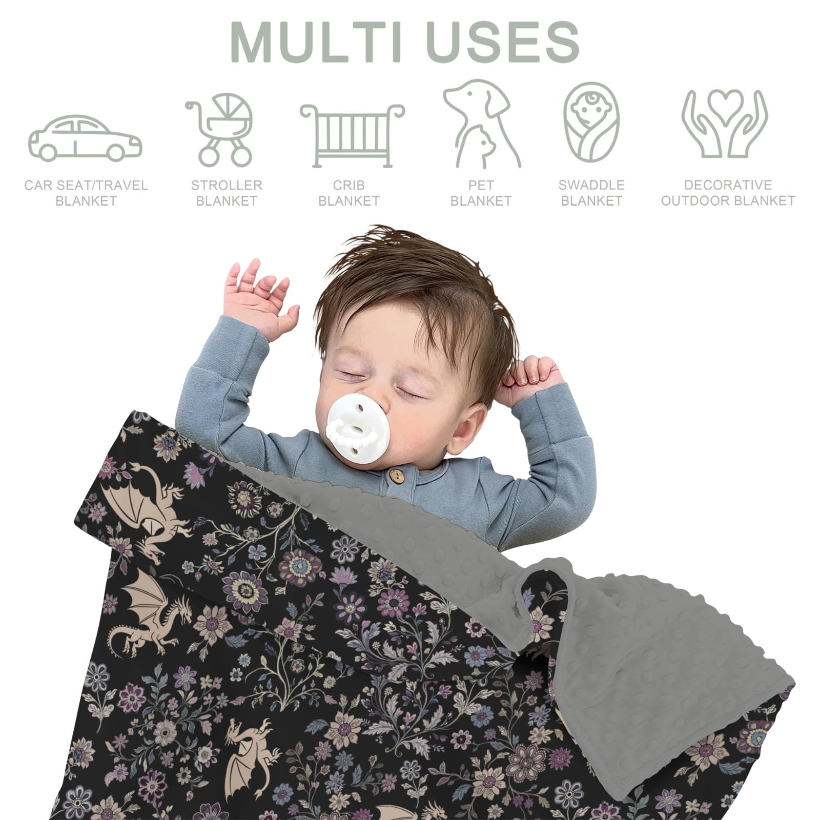 ZoUbqchY Fantasy Floral Dragons Blanket gift-ready presentation invites thoughtful baby gifts