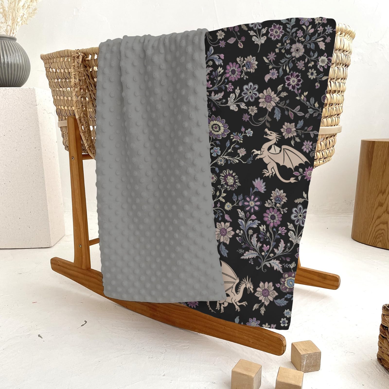 ZoUbqchY Fantasy Floral Dragons Blanket nursery setup suits soft-toned decor