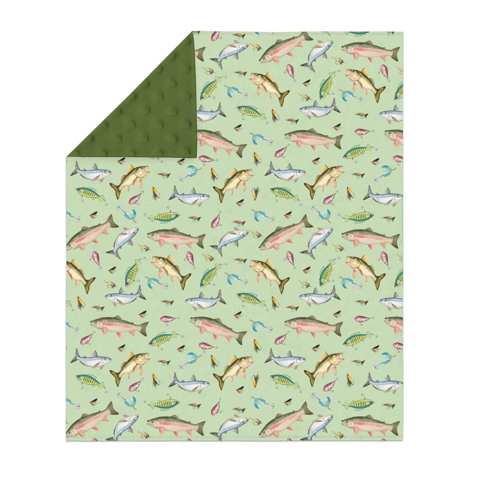 ZoUbqchY fishing baby blanket dotted backing adds gentle texture for soothing naps