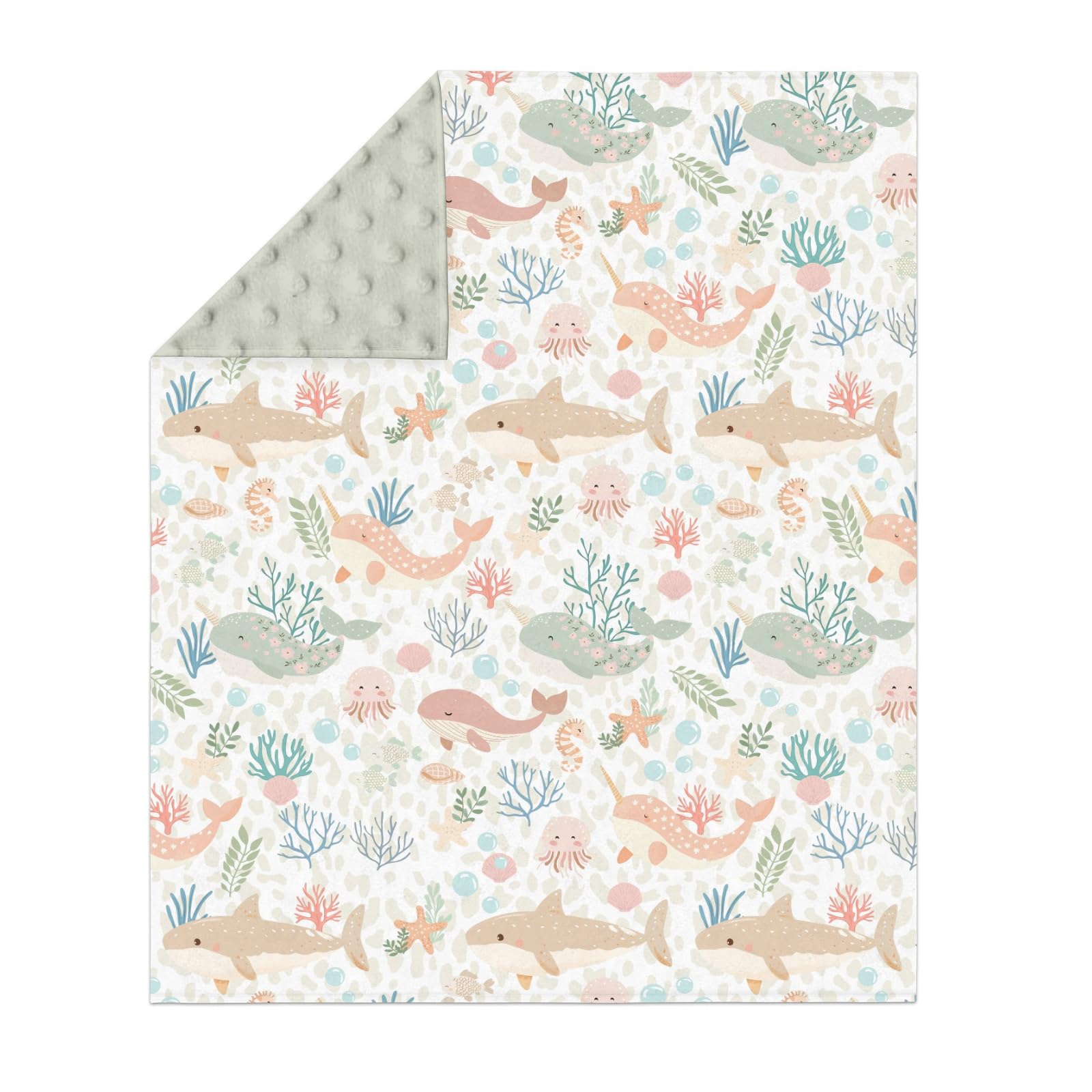 ZoUbqchY Girly Whale blanket dotted back shows double-layer softness for naps
