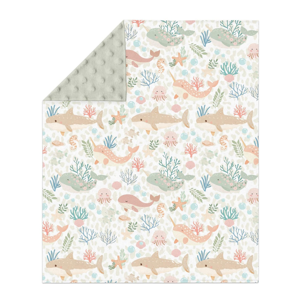 ZoUbqchY Girly Whale blanket dotted back shows double-layer softness for naps