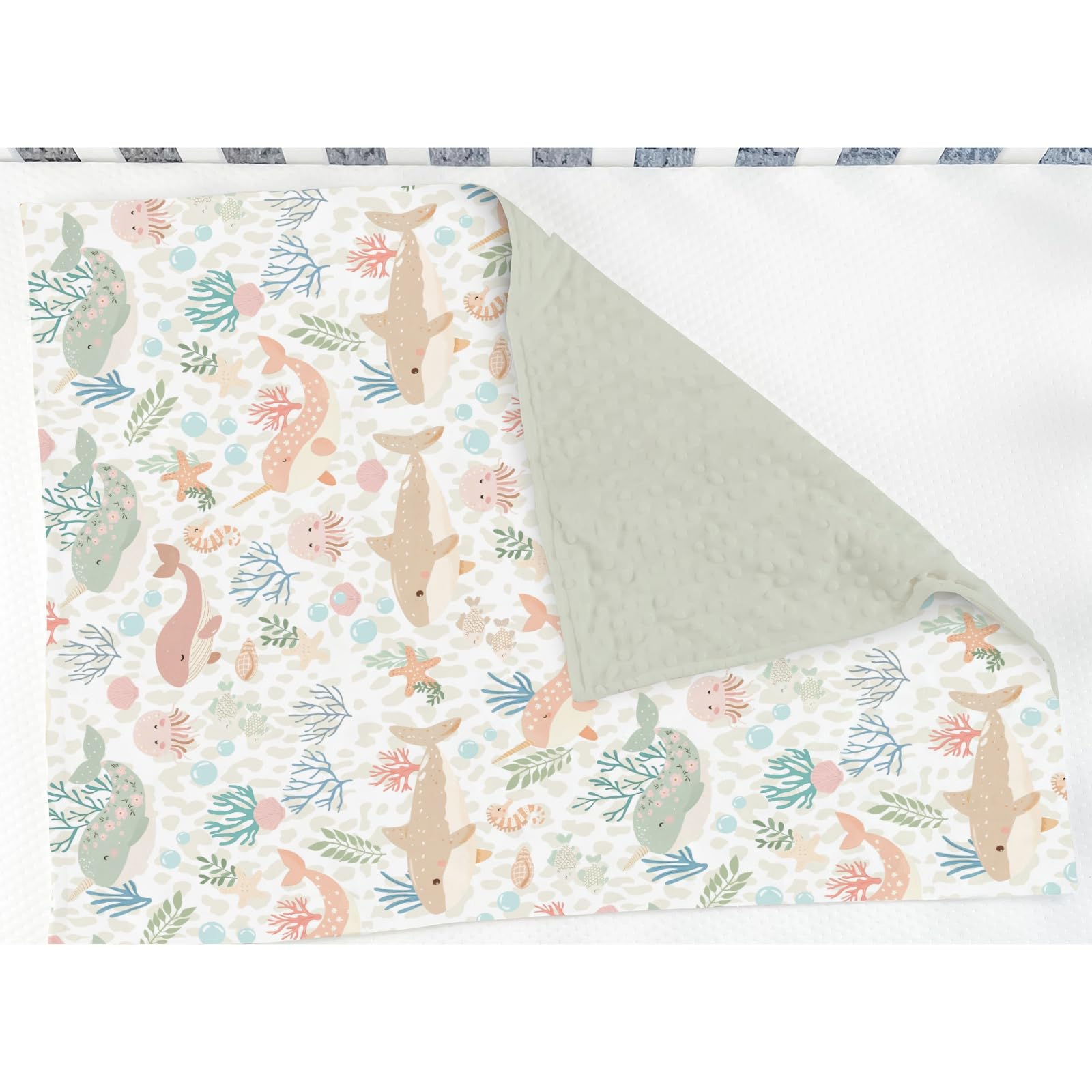 ZoUbqchY Girly Whale blanket folded emphasizes compact portability