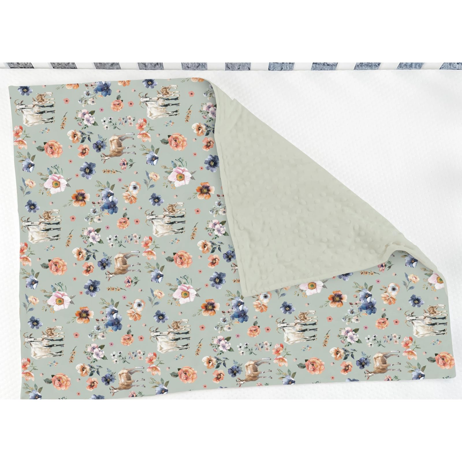 ZoUbqchY goat boho floral blanket back dotted pattern view for cozy naps
