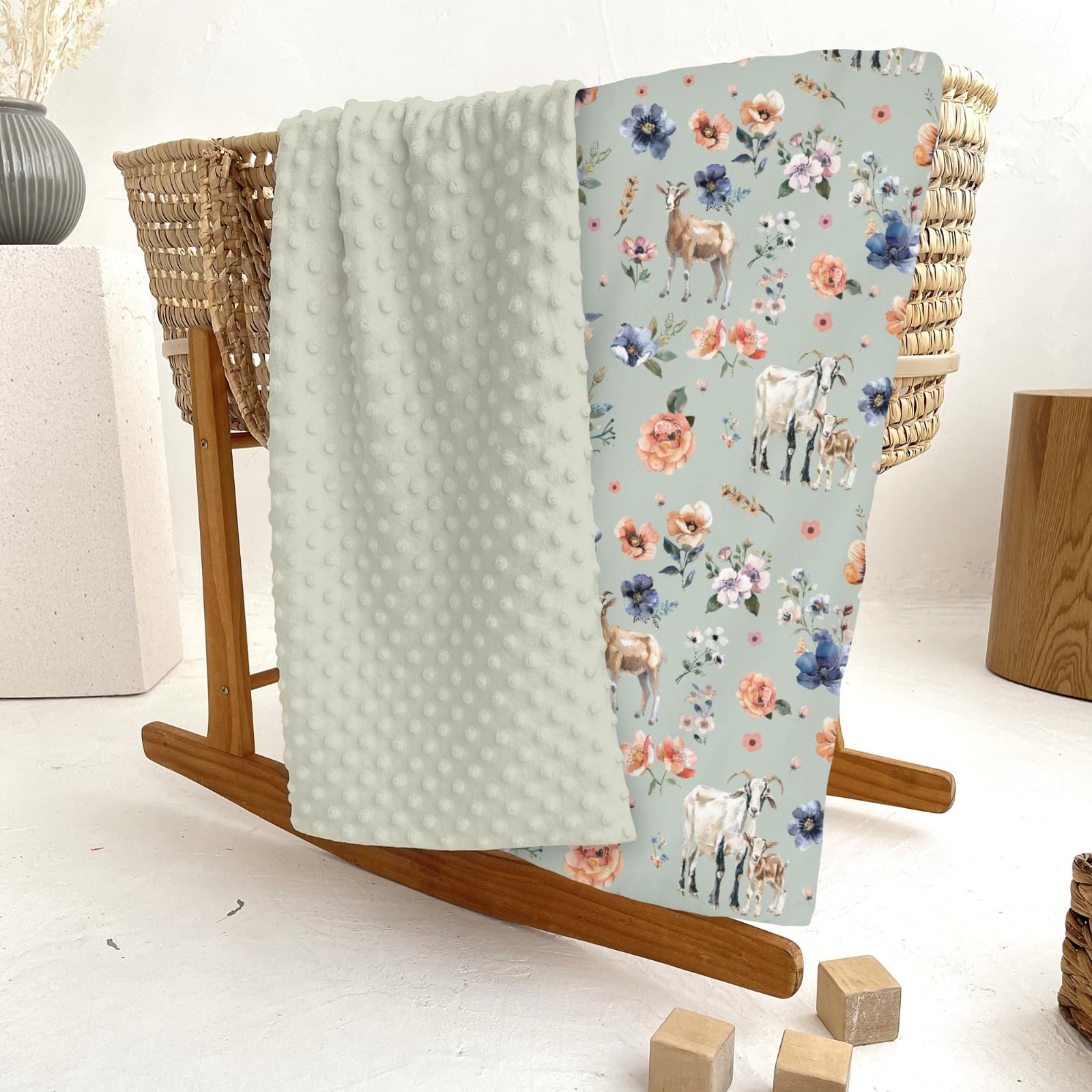 ZoUbqchY goat boho floral blanket folded compact for easy storage