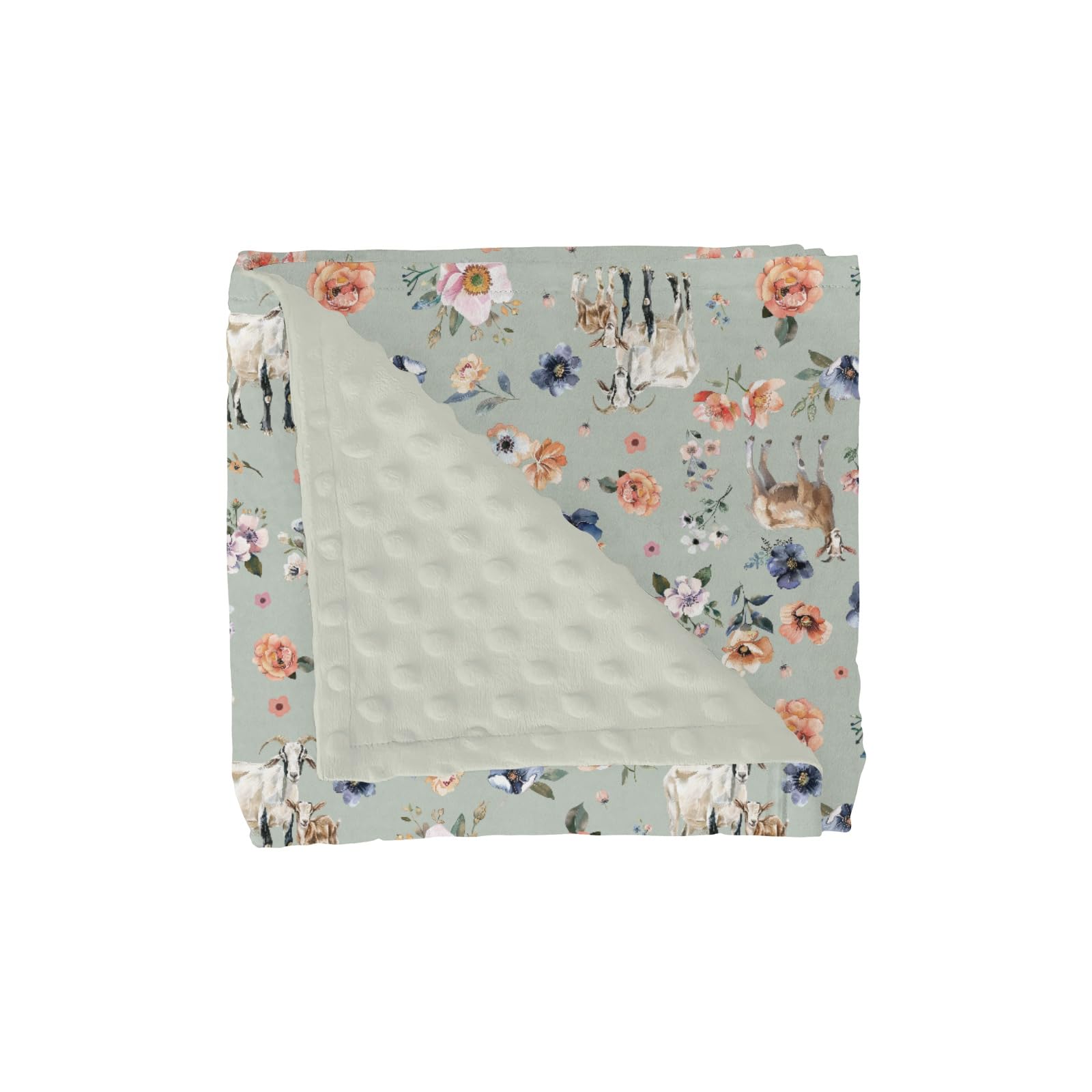 ZoUbqchY goat boho floral blanket front view for cozy newborn swaddling and crib comfort