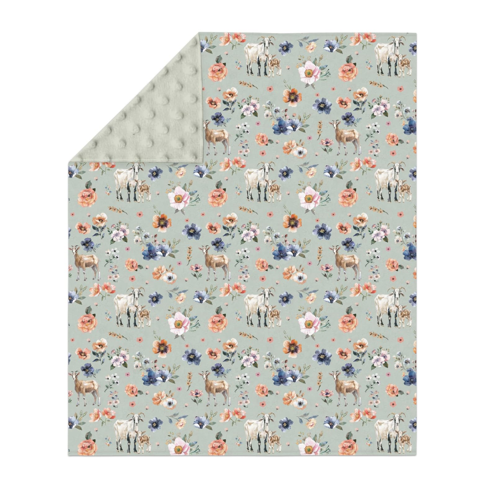 ZoUbqchY goat boho floral blanket pattern closeup highlighting soft plush comfort