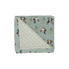 ZoUbqchY Green Mallard Ducks baby blanket front view with ultra-soft plush fabric for newborn comfort.