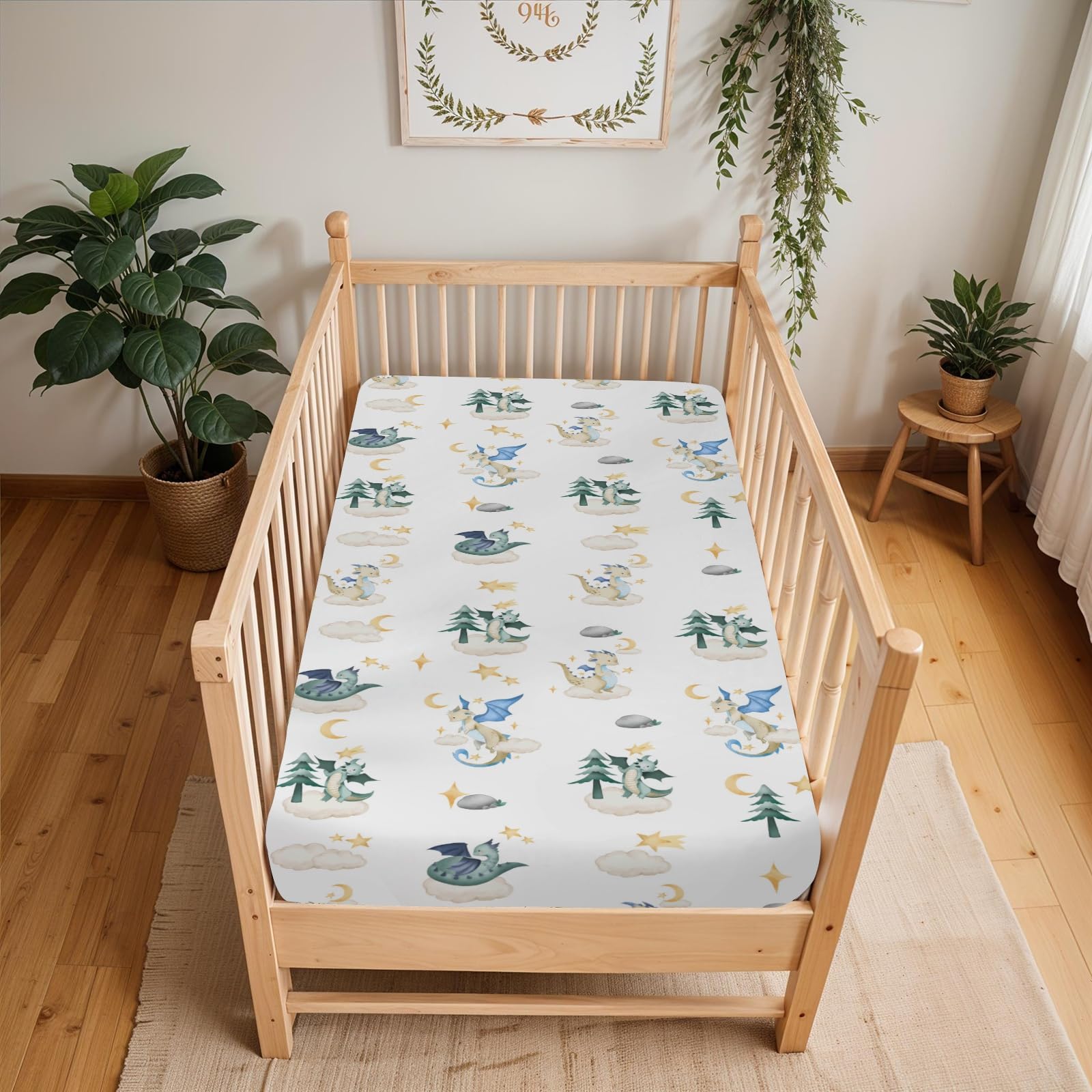ZoUbqchY nursery decor-friendly dragon pattern complements fairy-tale themes.