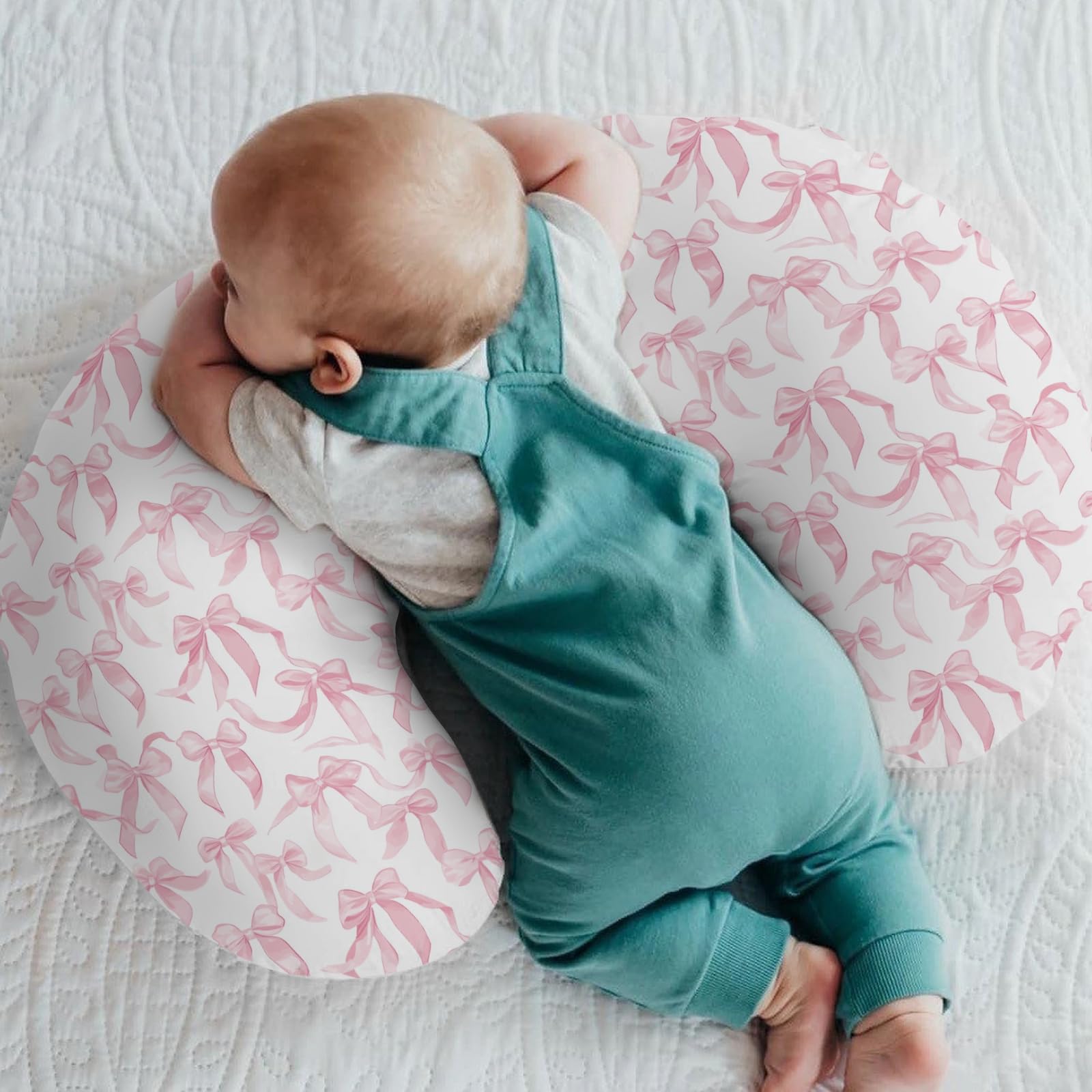 ZoUbqchY nursing pillow slipcover with zipper — easy on and off during feeds.