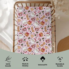 ZoUbqchY Santa Claus pattern crib sheet adds festive nursery decor