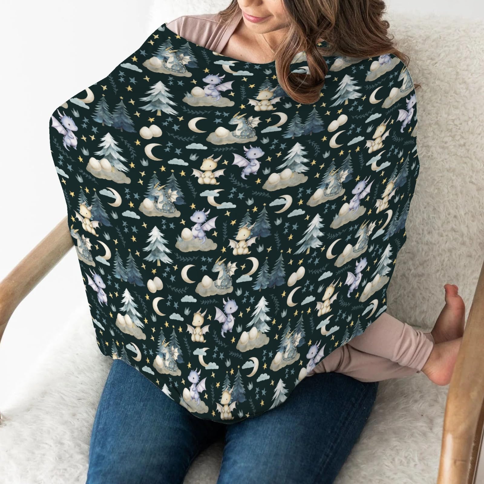ZoUbqchY soft stretchy nursing cover, breathable for comfortable nursing
