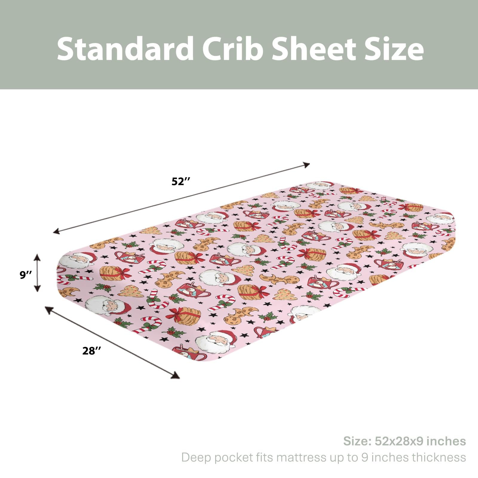 ZoUbqchY Sweet Christmas Pink crib sheet coordinates with nursery decor