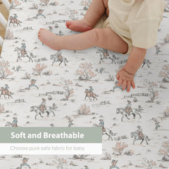 ZoUbqchY Vintage Cowboy Crib Sheet elastic 9-inch pocket keeps sheet securely in place