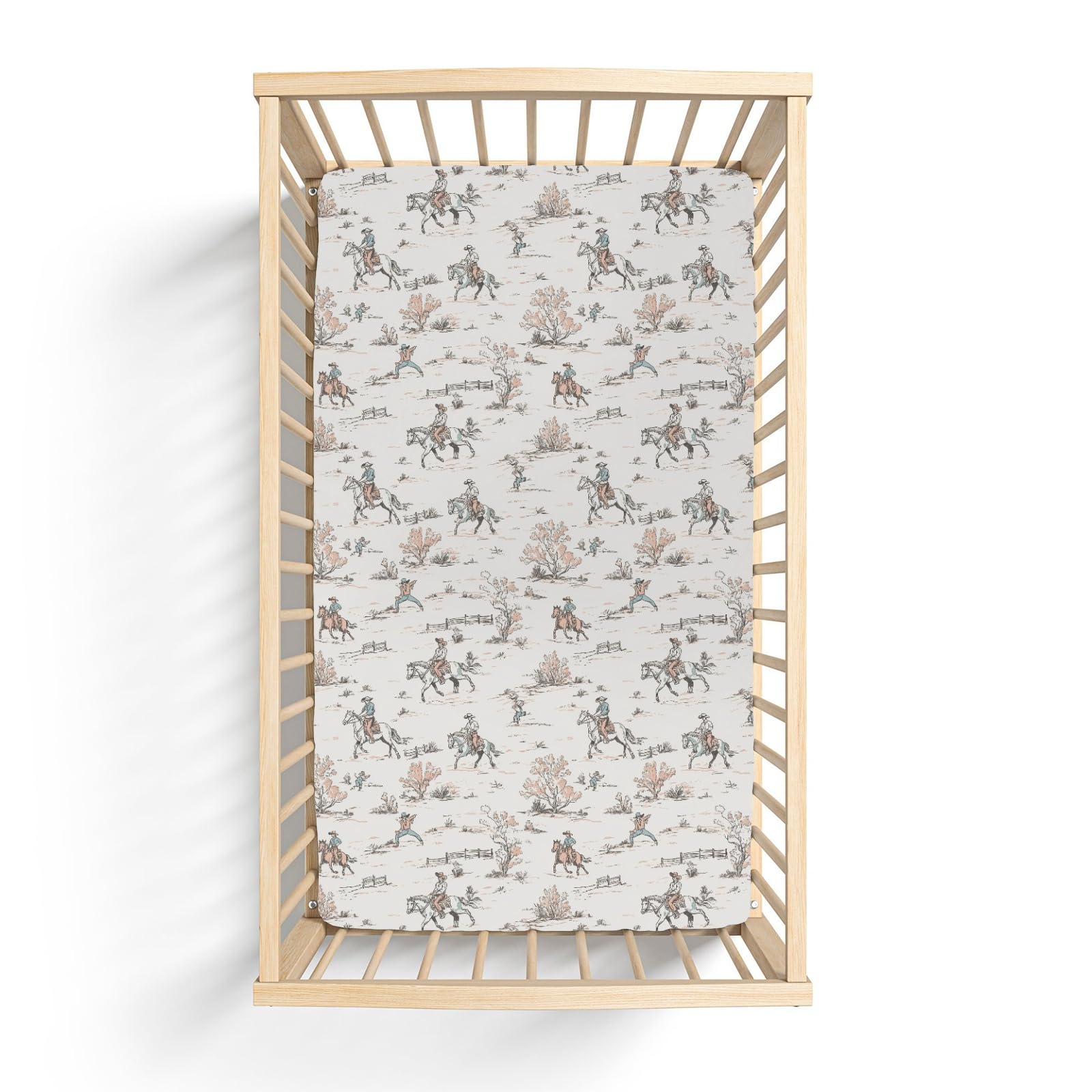 ZoUbqchY Vintage Cowboy Crib Sheet packaging and retail-ready presentation
