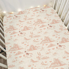 ZoUbqchY vintage pink cowgirl cactus crib sheet adds playful nursery style.