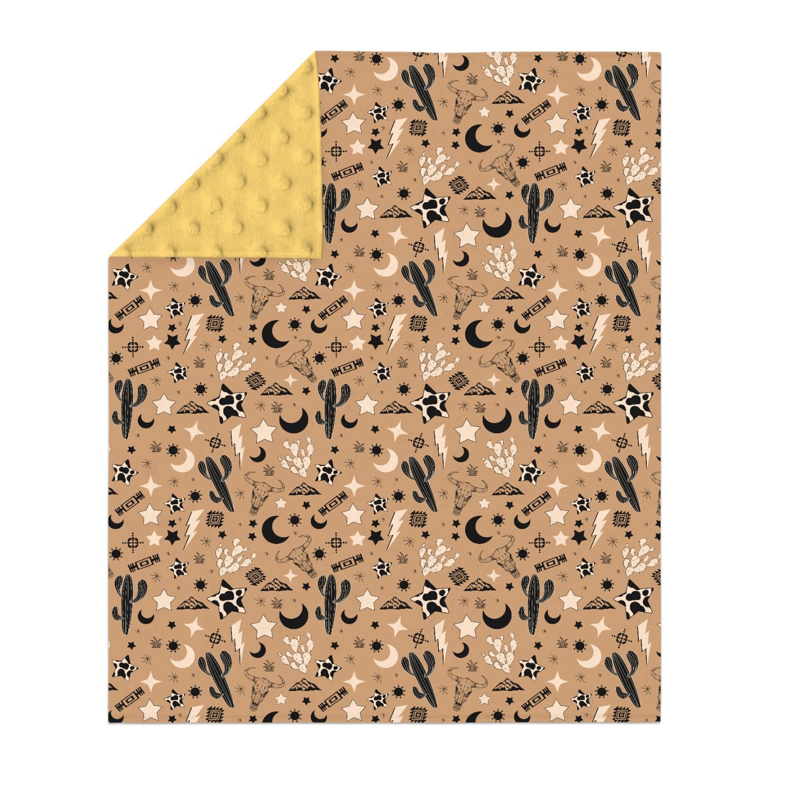 ZoUbqchY vintage western baby blanket cow-skull-moon-stars boosts sensory exploration
