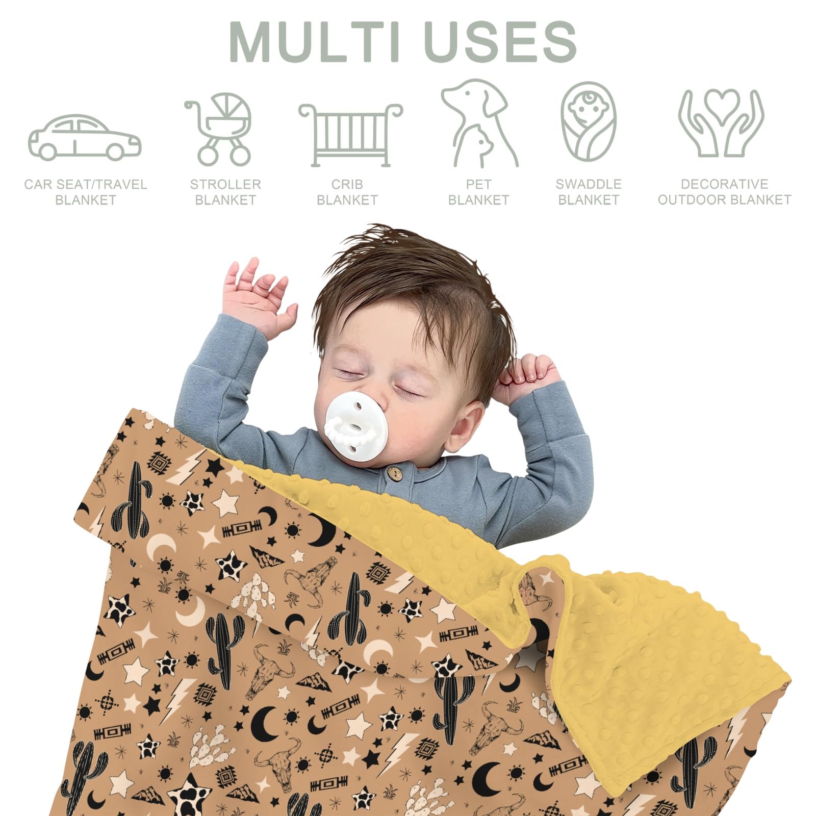 ZoUbqchY vintage western baby blanket travel-crib-use stays soft on the go