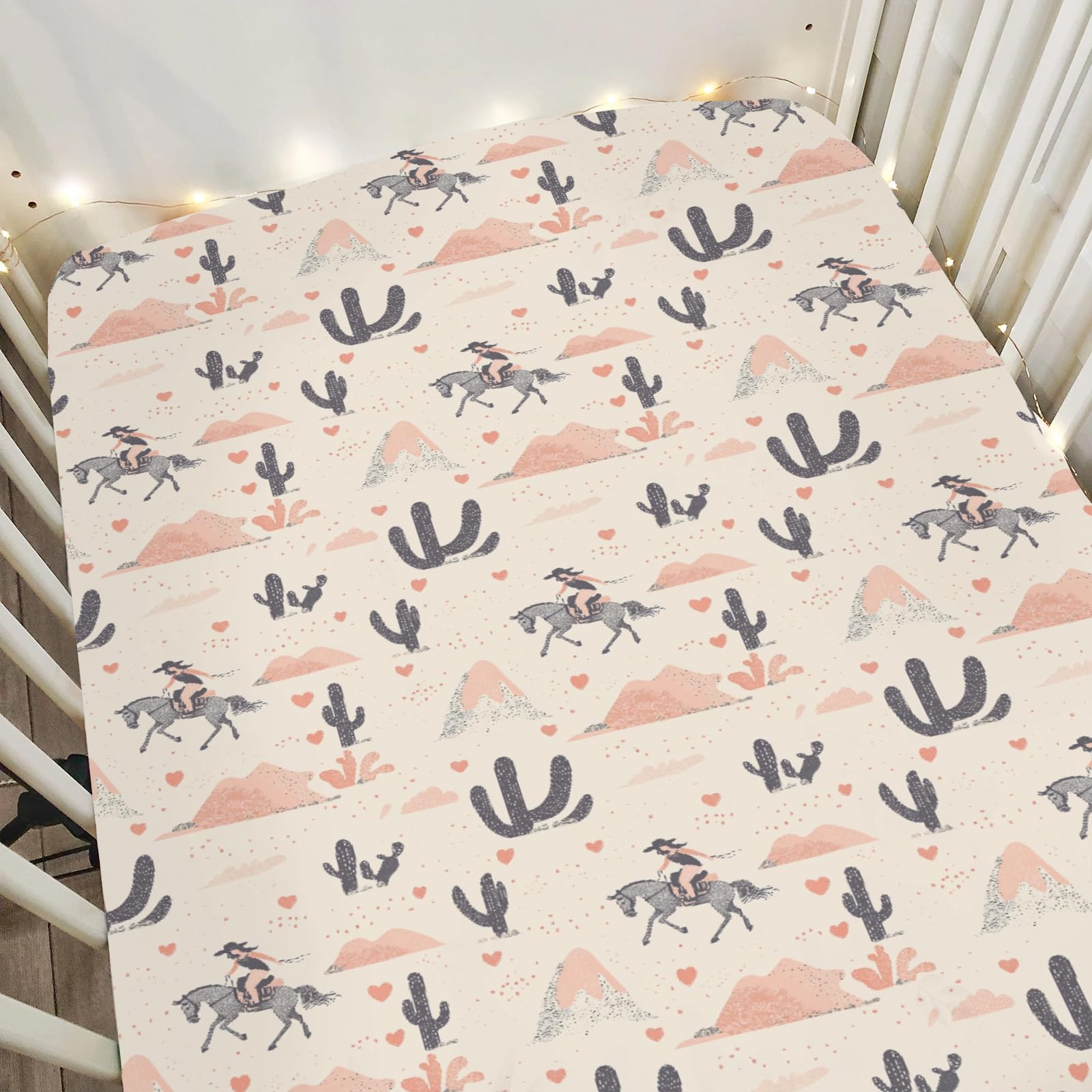 ZoUbqchY Vintage Western Cowgirl Sheets folded showing silky-soft fabric for baby comfort
