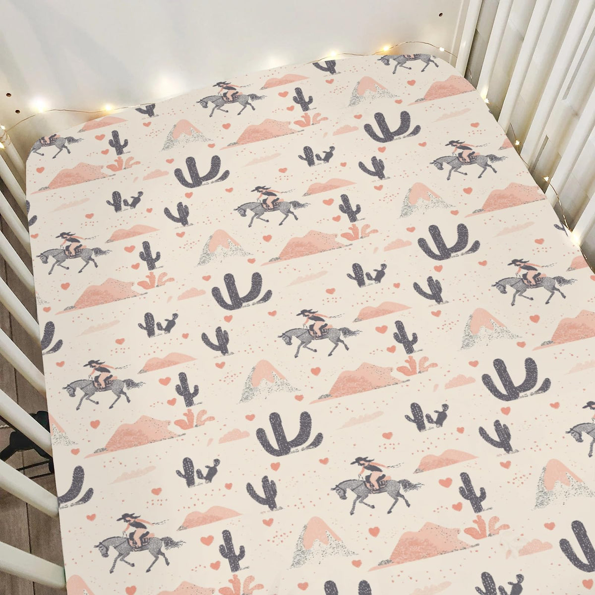 ZoUbqchY Vintage Western Cowgirl Sheets folded showing silky-soft fabric for baby comfort