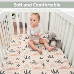 ZoUbqchY Vintage Western Cowgirl Sheets on crib mattress with secure fit for restful sleep