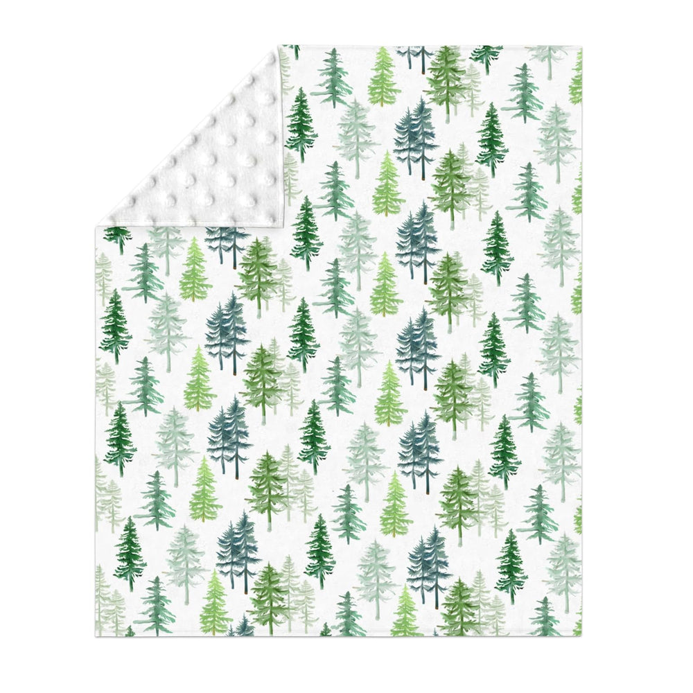 ZoUbqchY watercolor green pine blanket back dotted detail for soft cuddling