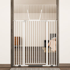 ZOUTEX 68-inch cat gate in doorway provides tall containment.