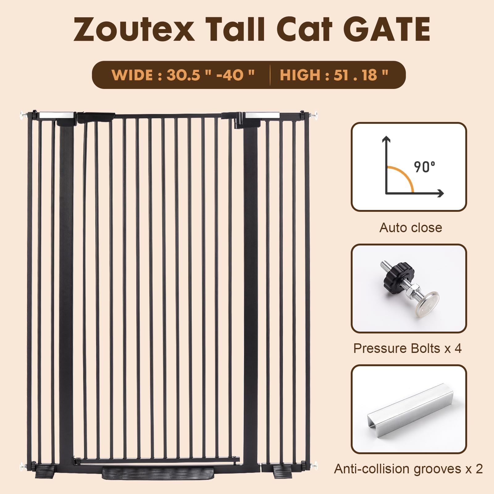 ZOUTEX cat gate in kitchen doorway for safe daily routines