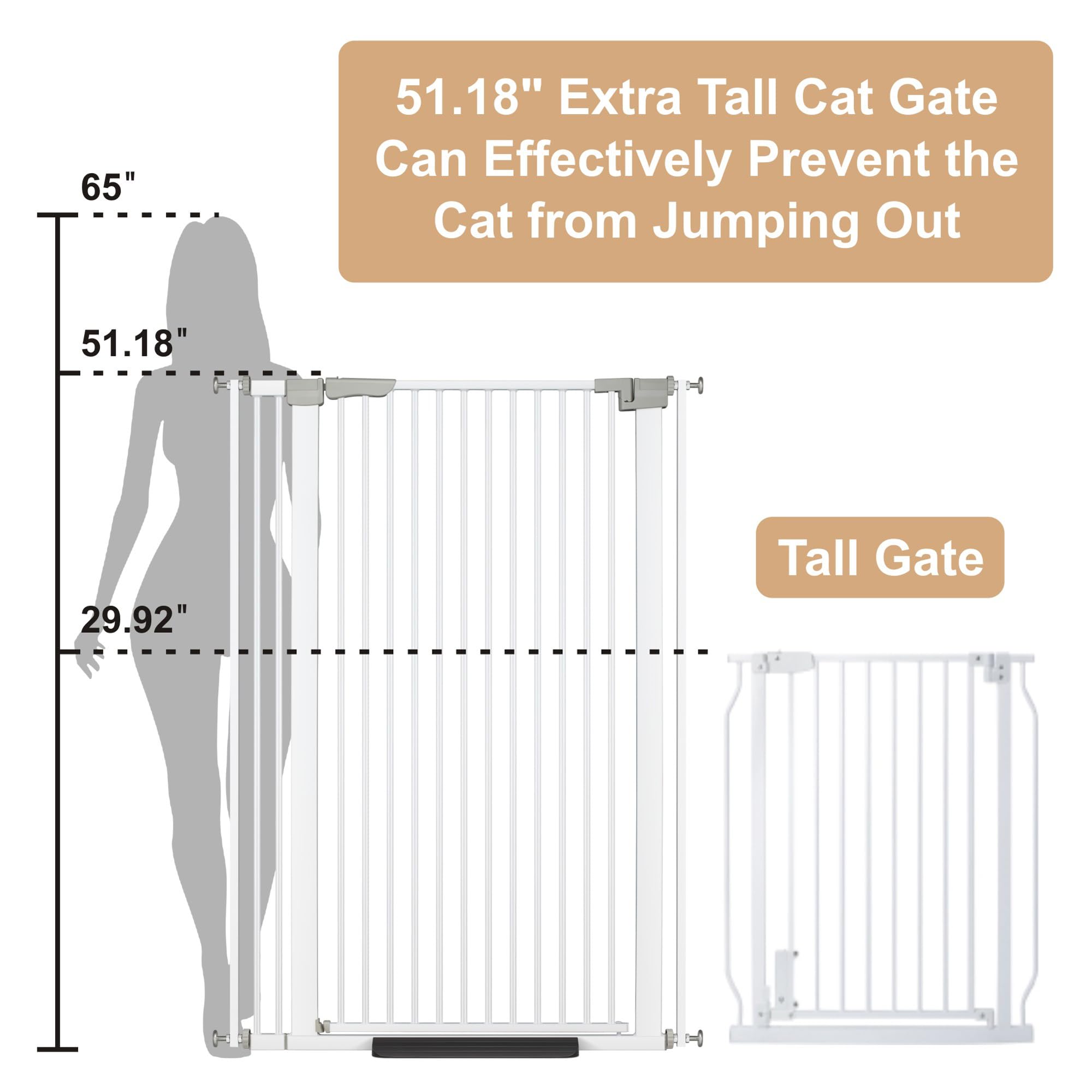ZOUTEX cat gate width is adjustable from 30.5 to 40 inches for varied doorways.