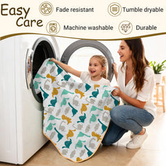 ZPECC dinosaur muslin blanket on crib shows large 47x47 size for tots
