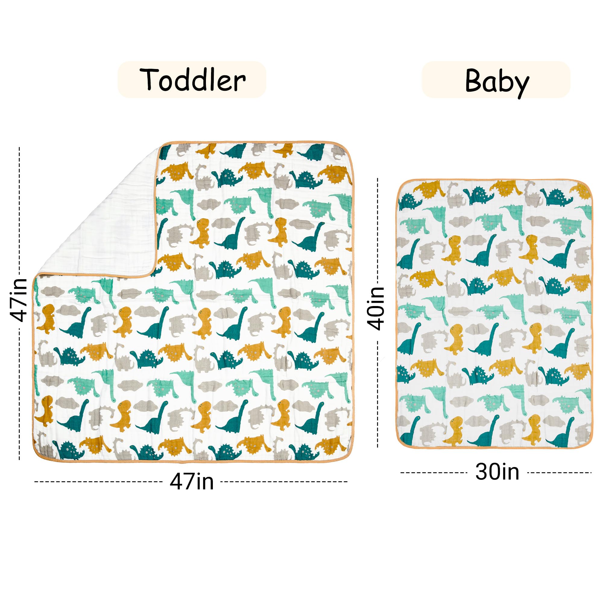 ZPECC dinosaur muslin blanket on stroller demonstrates easy travel warmth